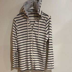 L.L. Bean Black and Cream Striped Utility Jacket